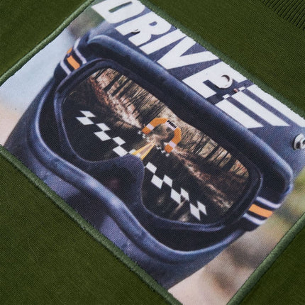 Langærmet T-shirt til børn str. 104 mørk kakifarvet