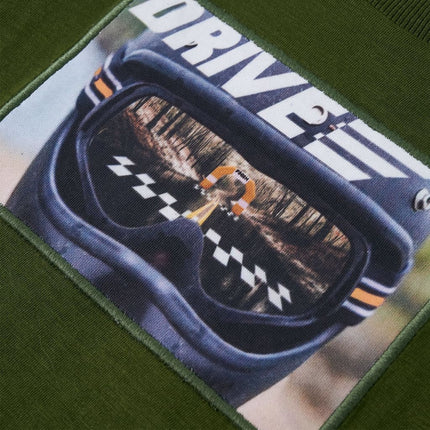 Langærmet T-shirt til børn str. 128 mørk kakifarvet