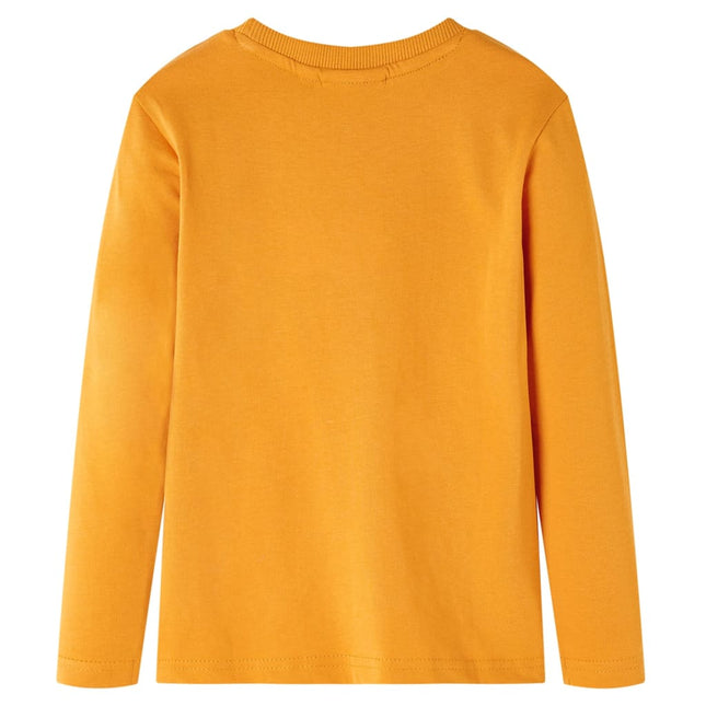 Langærmet T-shirt til børn str. 92 okkergul