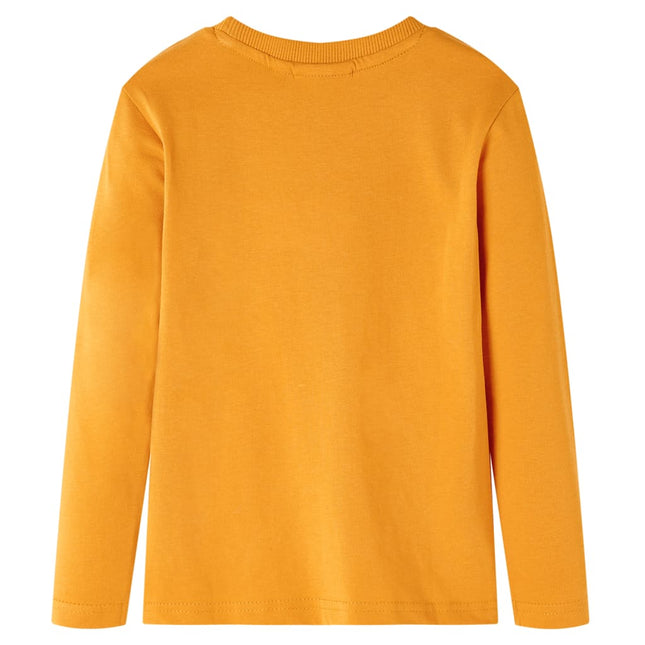 Langærmet T-shirt til børn str. 104 okkergul