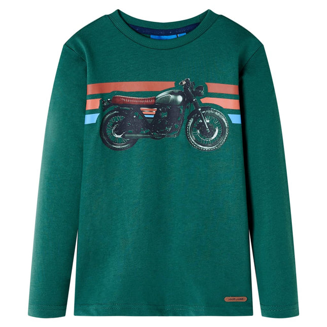 Langærmet T-shirt til børn str. 116 grøn