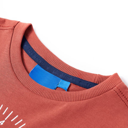 Langærmet T-shirt til børn str. 104 henna