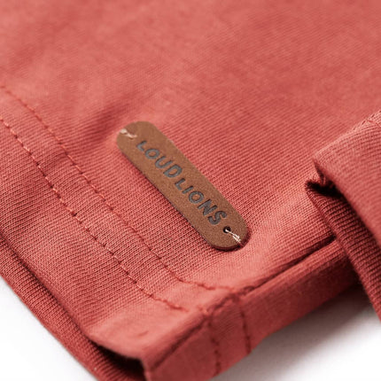Langærmet T-shirt til børn str. 104 henna