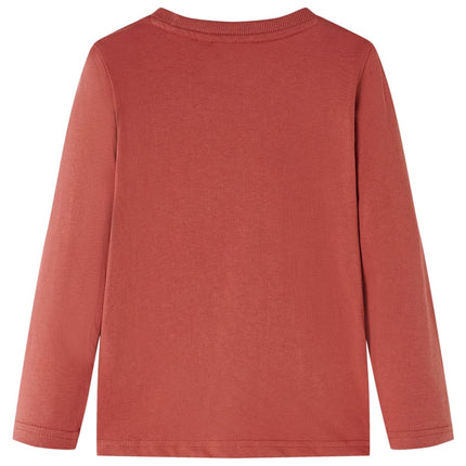 Langærmet T-shirt til børn str. 116 henna