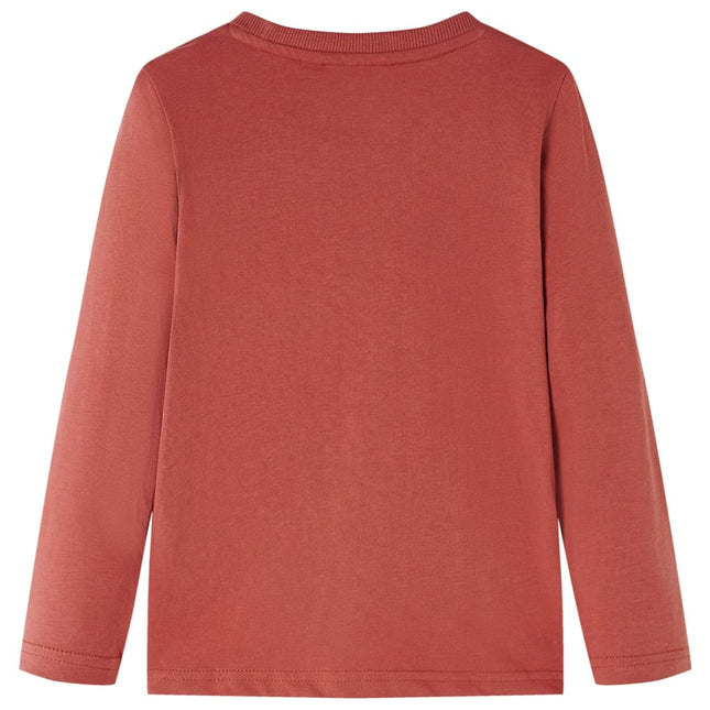 Langærmet T-shirt til børn str. 116 henna