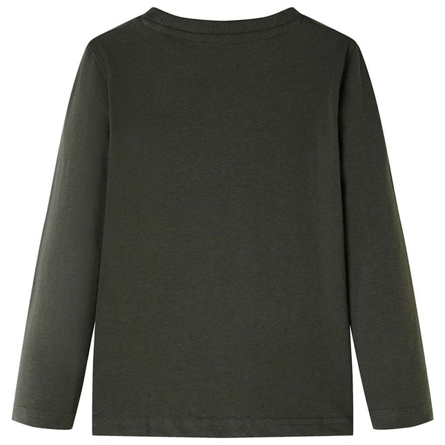 Langærmet T-shirt til børn str. 116 kakifarvet