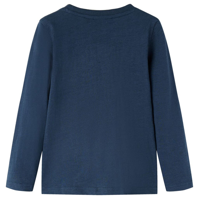 Langærmet T-shirt til børn str. 116 marinemeleret