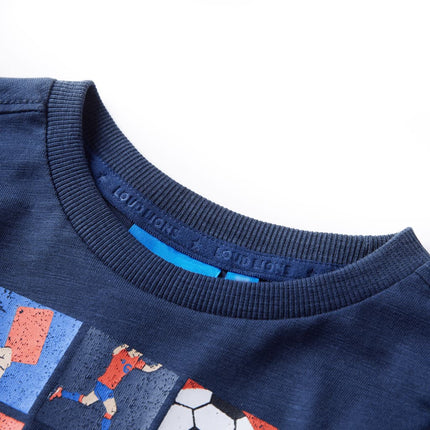 Langærmet T-shirt til børn str. 116 marinemeleret