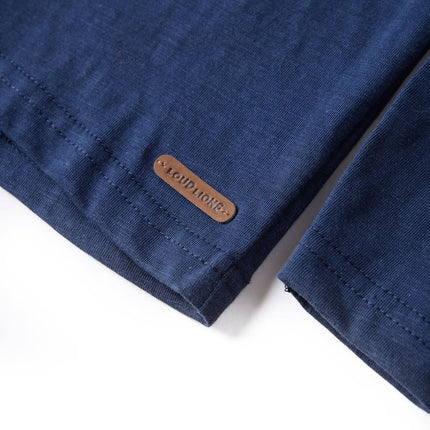 Langærmet T-shirt til børn str. 116 marinemeleret