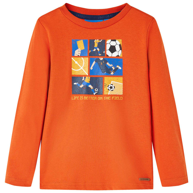 Langærmet T-shirt til børn str. 116 orange