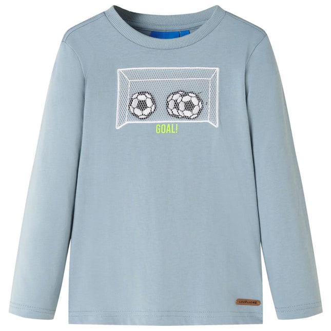 Langærmet T-shirt til børn str. 92 lyseblå