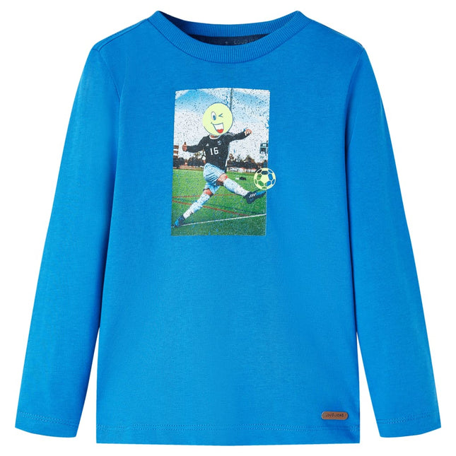 Langærmet T-shirt til børn str. 116 koboltblå