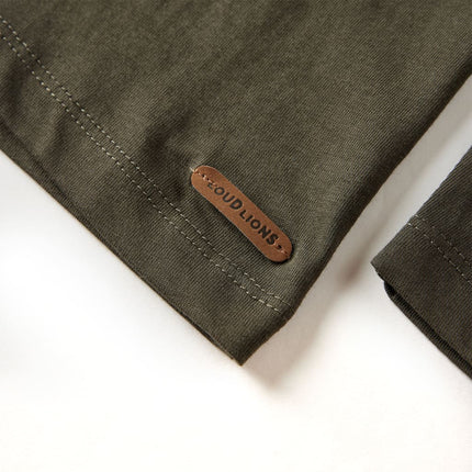 Langærmet T-shirt til børn str. 128 kakifarvet