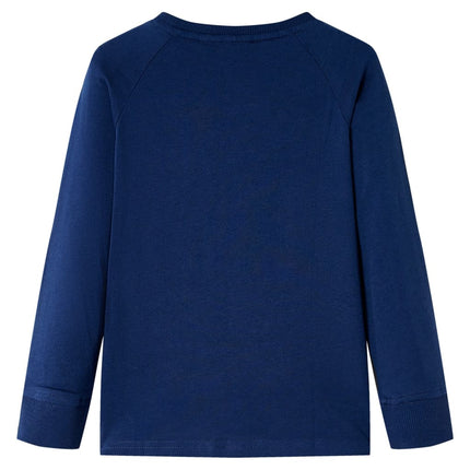 Langærmet T-shirt til børn str. 104 marineblå