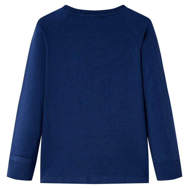 Langærmet T-shirt til børn str. 116 marineblå