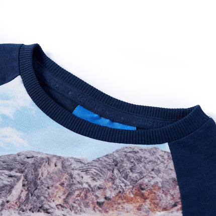 Langærmet T-shirt til børn str. 128 marineblå