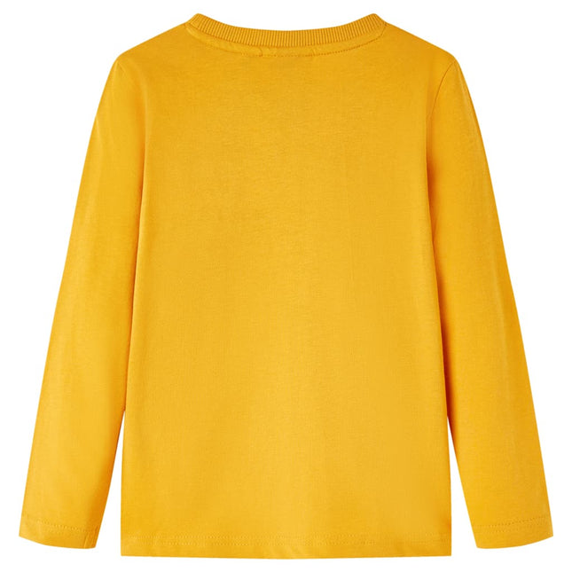 Langærmet T-shirt til børn str. 104 okkergul