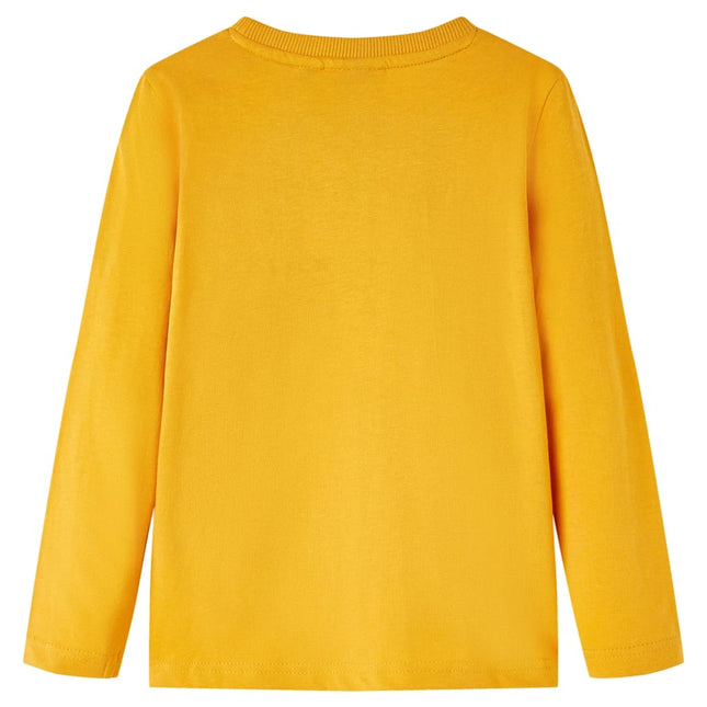 Langærmet T-shirt til børn str. 128 okkergul