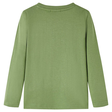 Langærmet T-shirt til børn str. 104 lys kakifarve