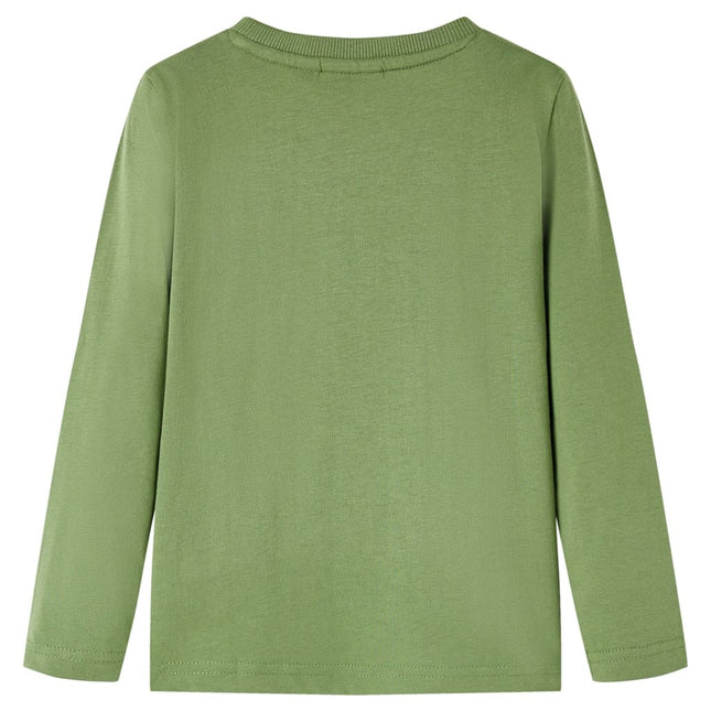 Langærmet T-shirt til børn str. 116 lys kakifarve