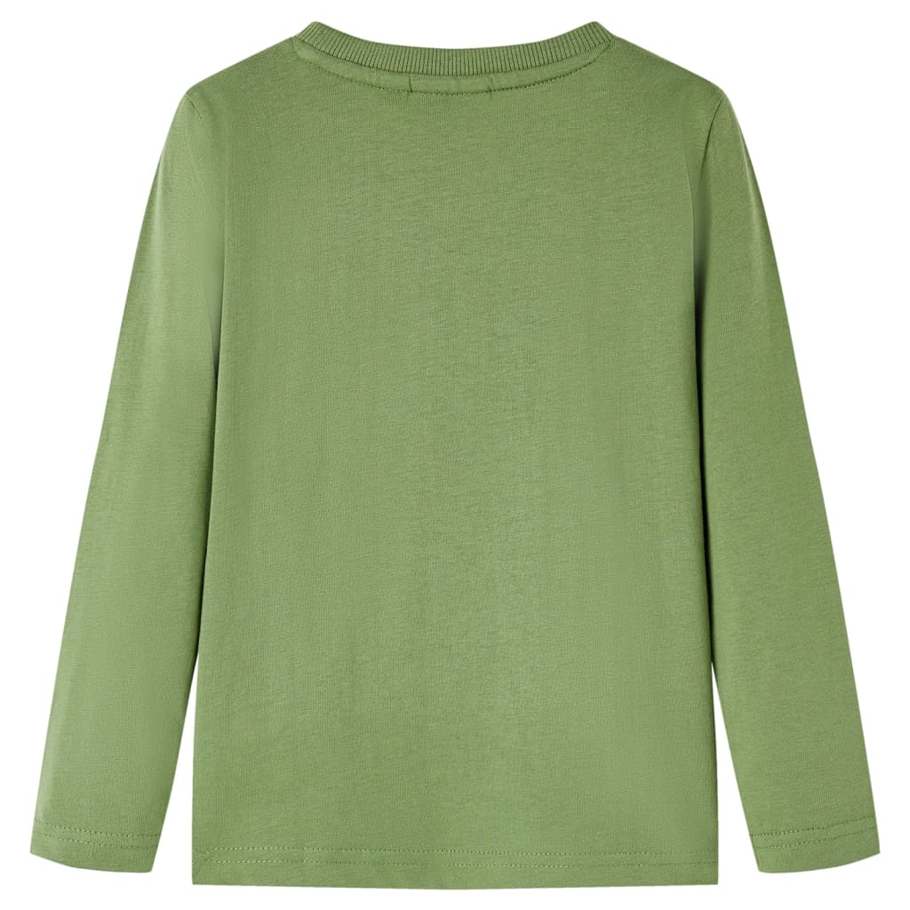 Langærmet T-shirt til børn str. 128 lys kakifarve