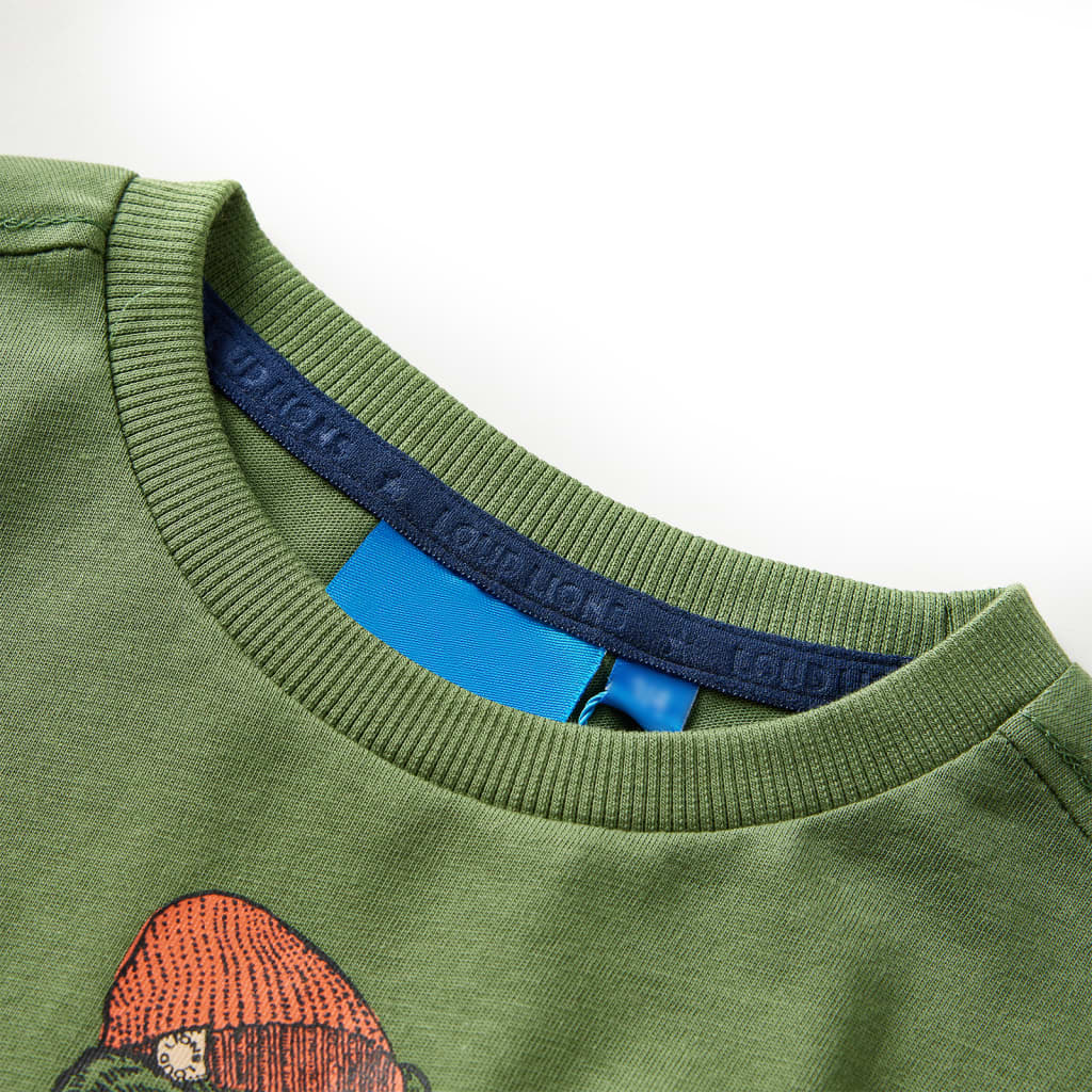 Langærmet T-shirt til børn str. 128 lys kakifarve