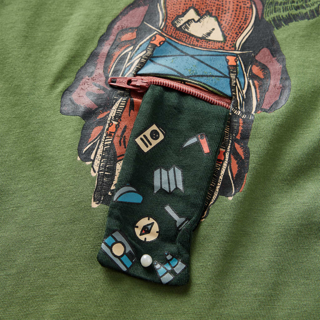 Langærmet T-shirt til børn str. 128 lys kakifarve