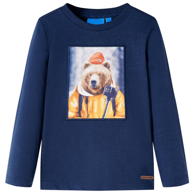 Langærmet T-shirt til børn str. 140 blåmeleret