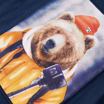 Langærmet T-shirt til børn str. 140 blåmeleret