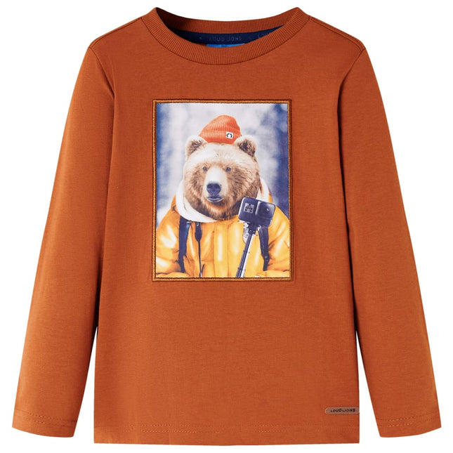 Langærmet T-shirt til børn str. 116 cm orange