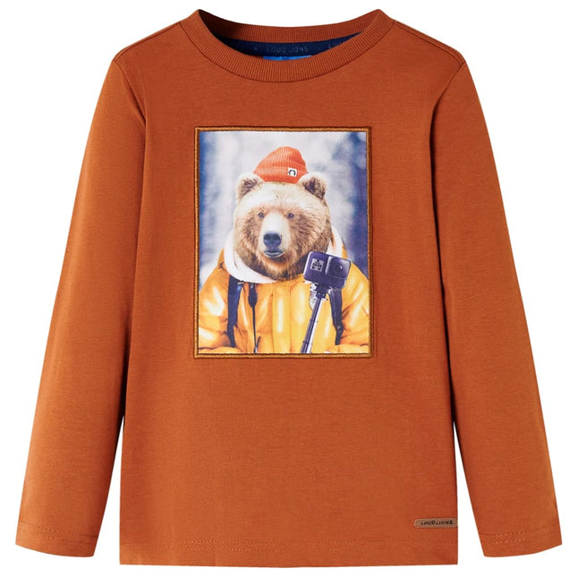 Langærmet T-shirt til børn str. 128 cm orange