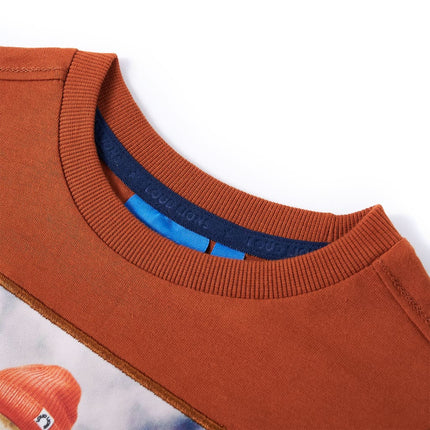 Langærmet T-shirt til børn str. 128 cm orange