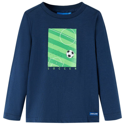 Langærmet T-shirt til børn str. 116 marineblå
