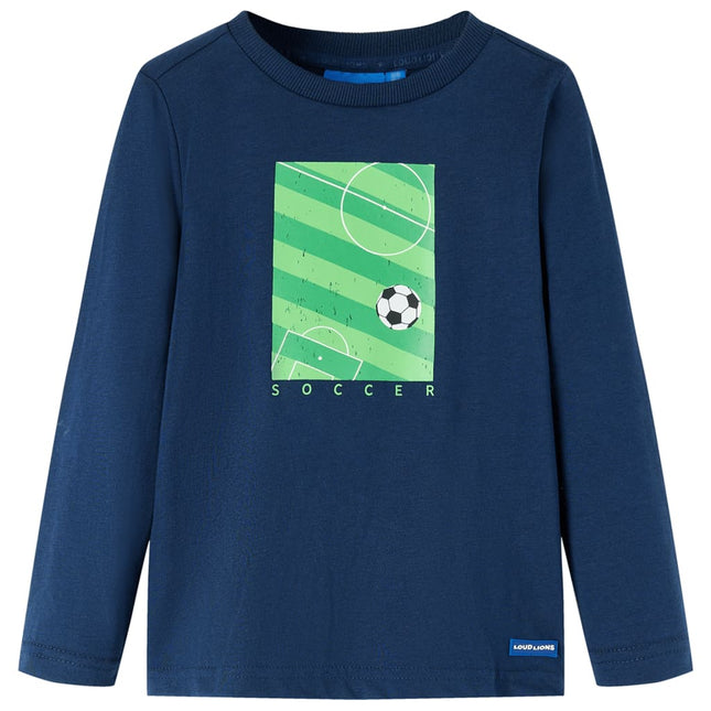Langærmet T-shirt til børn str. 116 marineblå
