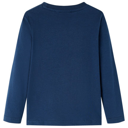 Langærmet T-shirt til børn str. 116 marineblå