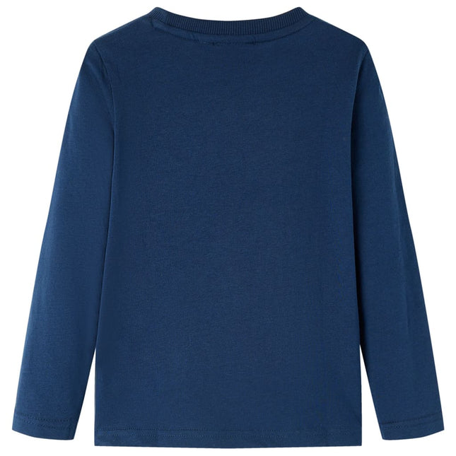 Langærmet T-shirt til børn str. 116 marineblå