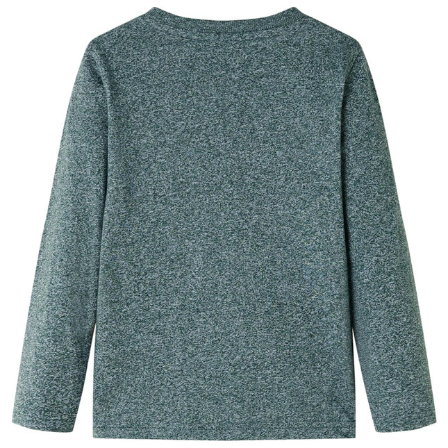 Langærmet T-shirt til børn str. 104 grønmeleret