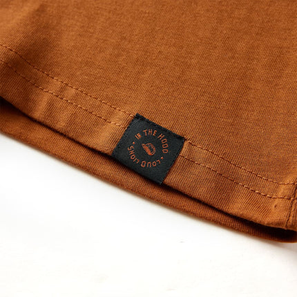 Langærmet T-shirt til børn str. 104 cognacfarvet