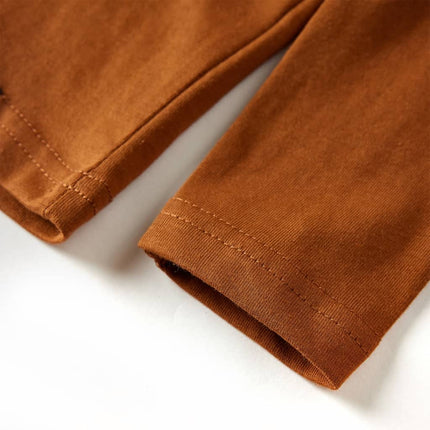 Langærmet T-shirt til børn str. 104 cognacfarvet