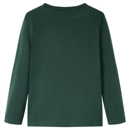 Langærmet T-shirt til børn str. 92 mørkegrøn
