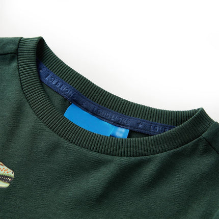 Langærmet T-shirt til børn str. 104 mørkegrøn