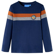 Langærmet T-shirt til børn str. 104 marineblå