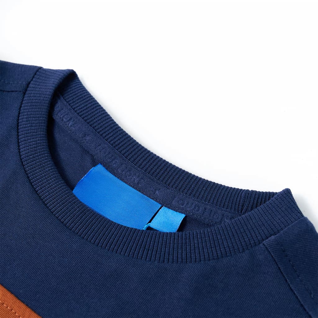 Langærmet T-shirt til børn str. 104 marineblå