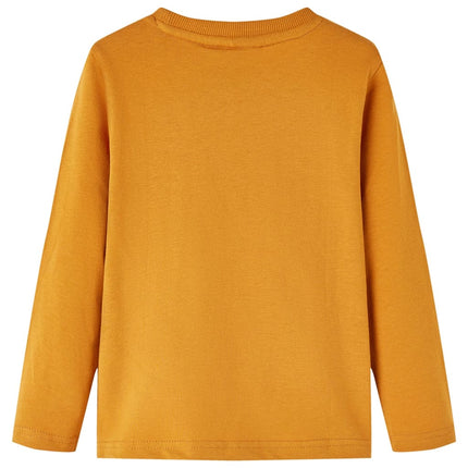 Langærmet T-shirt til børn str. 92 okkergul