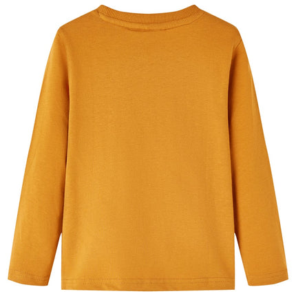 Langærmet T-shirt til børn str. 104 okkergul