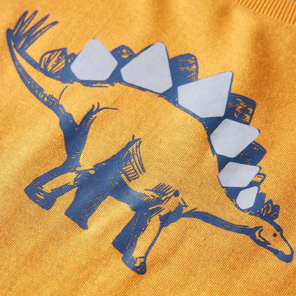 Langærmet T-shirt til børn str. 104 okkergul