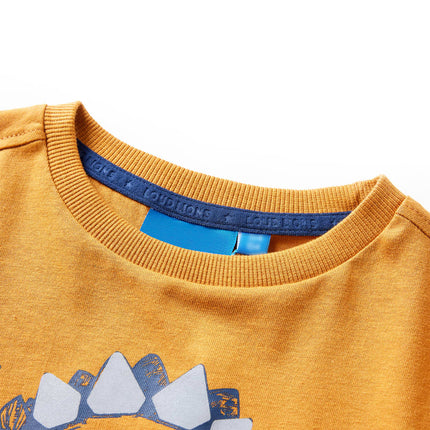 Langærmet T-shirt til børn str. 128 okkergul