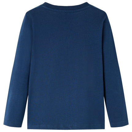 Langærmet T-shirt til børn str. 104 marineblå