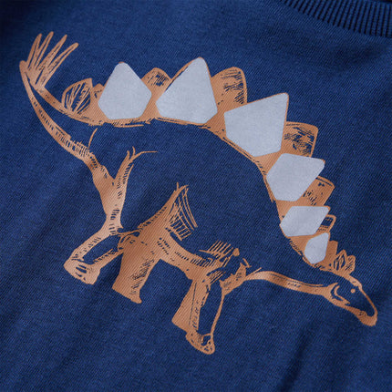 Langærmet T-shirt til børn str. 104 marineblå