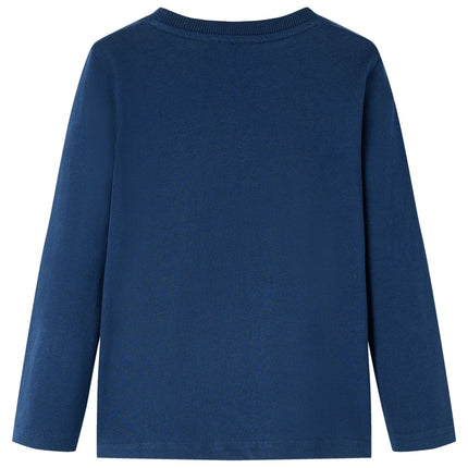 Langærmet T-shirt til børn str. 116 marineblå
